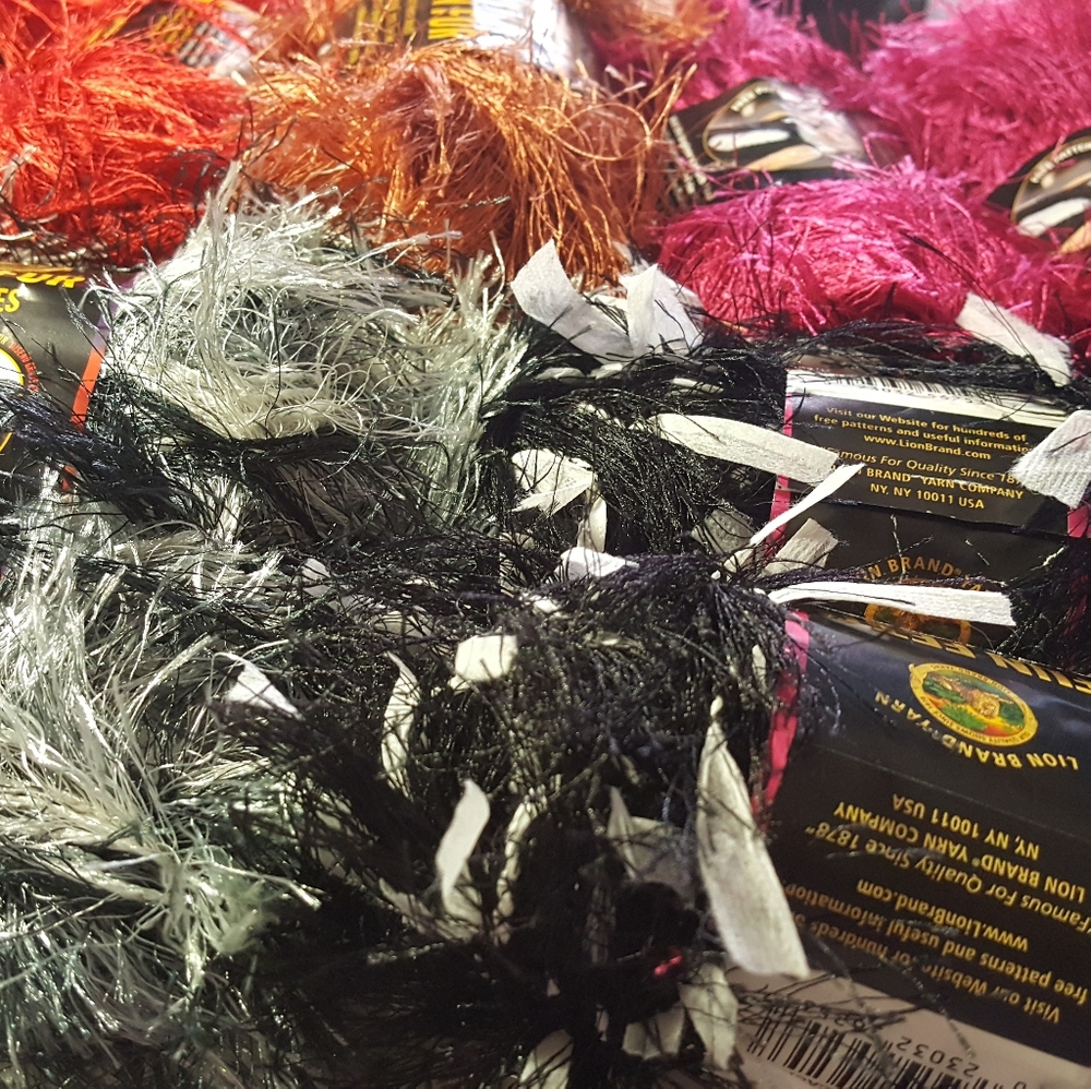 Lion brand fun fetti & fun fur yarn